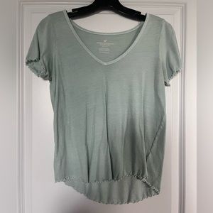 american eagle lettuce trim short sleeve shirt